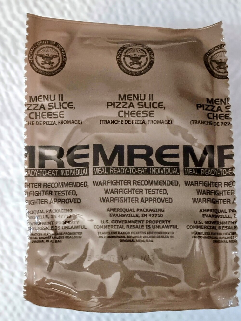 MRE Pizza Slice Cheese Menu 11 Military Surplus 2027 Test Date Smaller Packaging